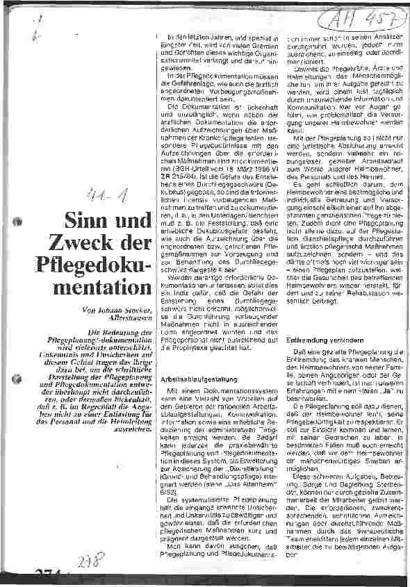 Vorschauseite 1: Sinn und Zweck der Pflegedokumentation