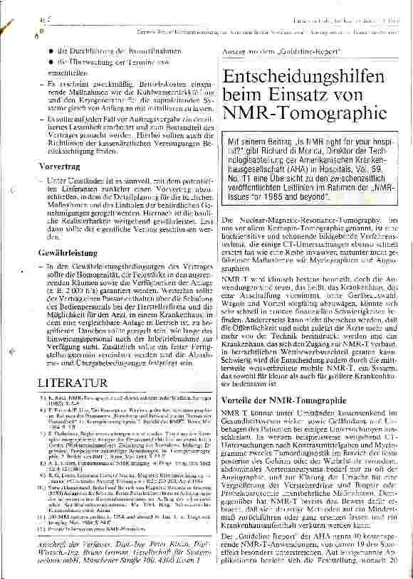 Vorschauseite 1: Entscheidungshilfen beim Einsatz von NMR Tomographie