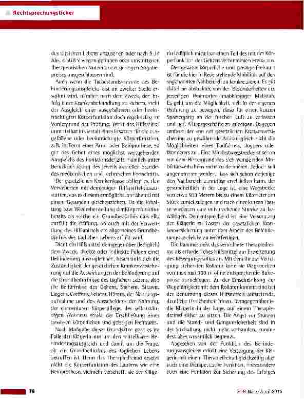 Vorschauseite 2: Versorgung mit einem Therapiedreirad SG Stadevom 9.11.2015 {S 29 KR 5/14)