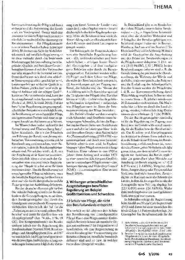 Vorschauseite 2: Pflegekammer Fortschritt oder neue Bürokratie? Ein Blick nach Großbritannien und Schweden