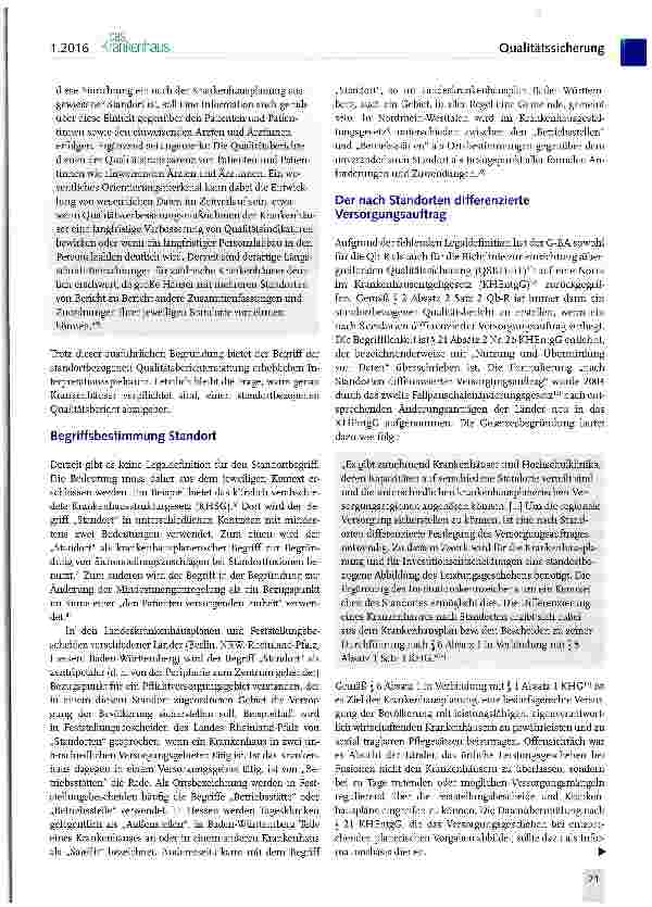 Vorschauseite 2: Standortberichterstattung in Qualitätsberichten