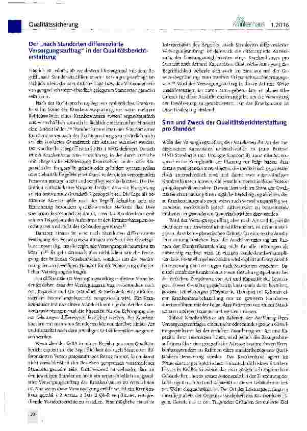 Vorschauseite 3: Standortberichterstattung in Qualitätsberichten