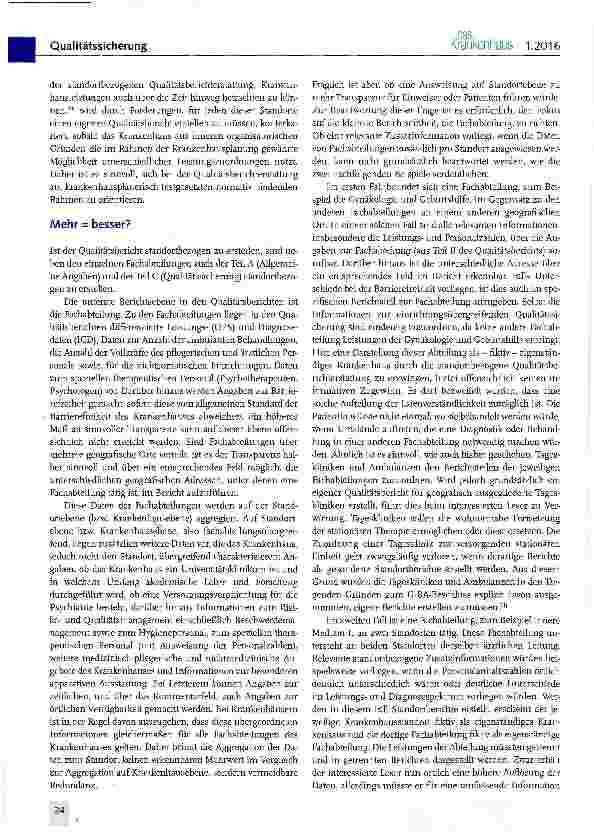 Vorschauseite 4: Standortberichterstattung in Qualitätsberichten