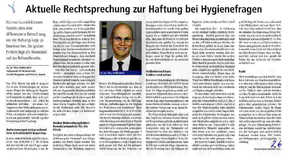 Vorschauseite 1: Aktuelle Rechtsprechung zur Haftung bei Hygienefragen