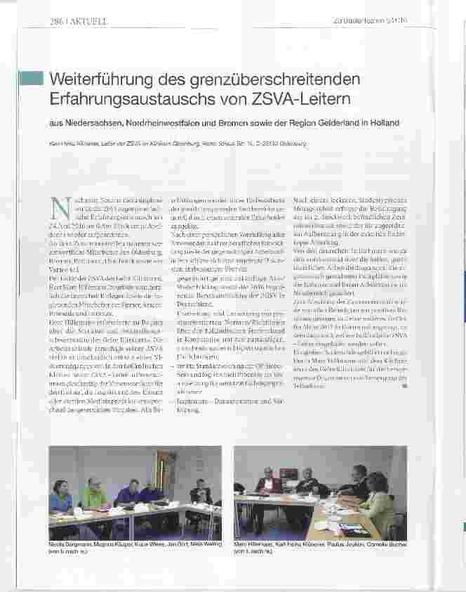 Vorschauseite 1: Weiterführung des grenzüberschreitenden Erfahrungsaustausche von ZSVA-Leitern