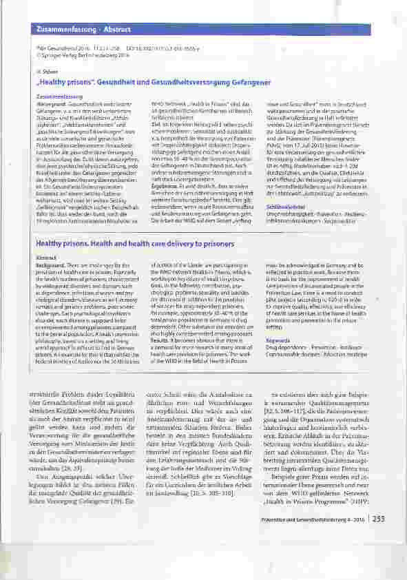 Vorschauseite 3: Healthy prisons Gesundheit und Gesundheitsversorgung Gefangener