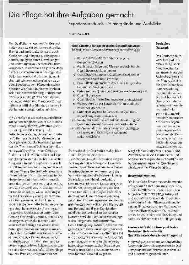 Vorschauseite 1: Die Pflege hat ihre Aufgaben gemachtExpertenstandards - Hintergründe und Ausblicke