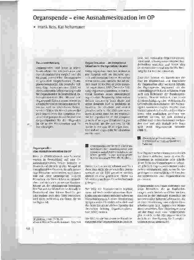 Vorschauseite 1: Organspende - eine Ausnahmesituation im OP