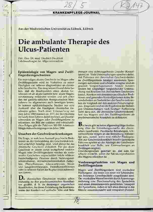 Vorschauseite 1: Die ambulante Therapie des Ulcus-Patienten