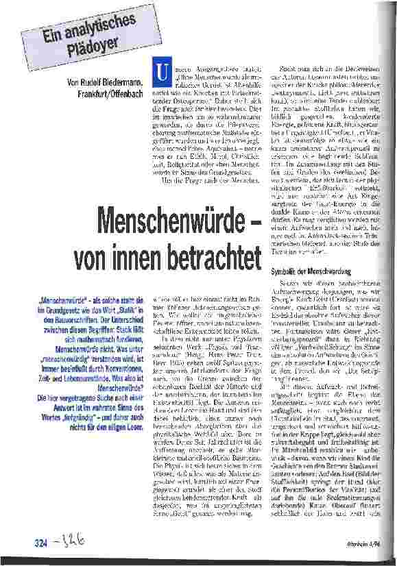 Vorschauseite 1: Menschenwürde - von innen betrachtet