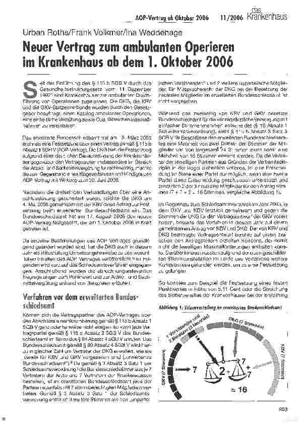 Vorschauseite 1: Neuer Vertrag zum ambulanten Operieren im Krankenhaus ab dem 1. Oktober 2006