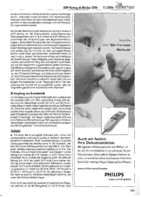 Vorschauseite 3: Neuer Vertrag zum ambulanten Operieren im Krankenhaus ab dem 1. Oktober 2006