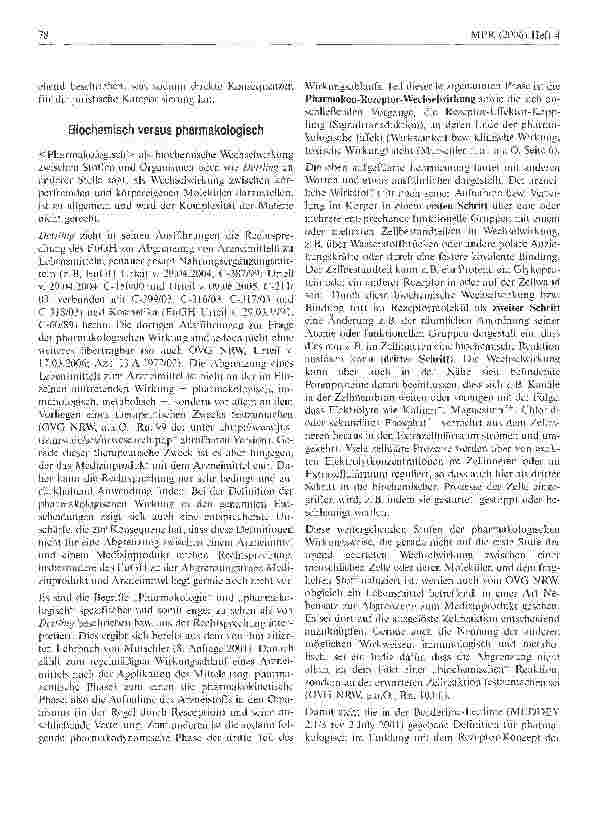 Vorschauseite 2: Abgrenzung Arzneimittel-Medizinprodukt: Pharmakologisch ist nicht biochemisch