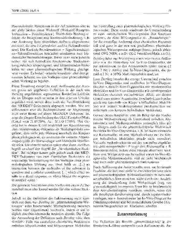 Vorschauseite 3: Abgrenzung Arzneimittel-Medizinprodukt: Pharmakologisch ist nicht biochemisch
