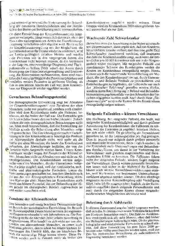Vorschauseite 3: Das Krankenhaus im Jahre 2000 --- Entwicklung der Medizin