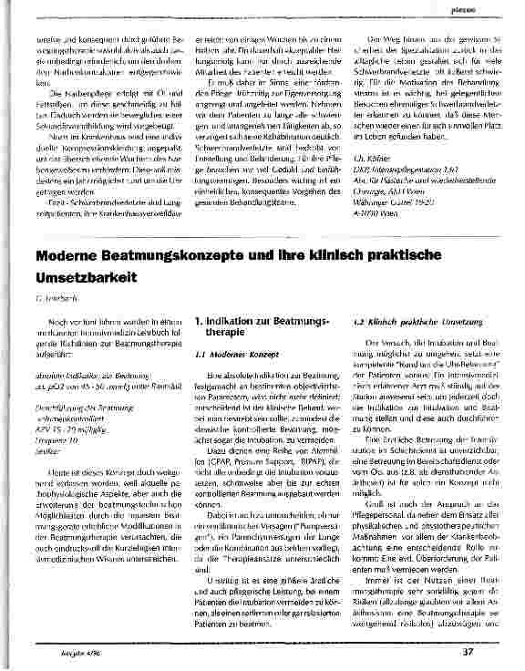 Vorschauseite 1: Moderne Beatmungskonzepte und ihre klinisch praktische Umsetzbarkeit
