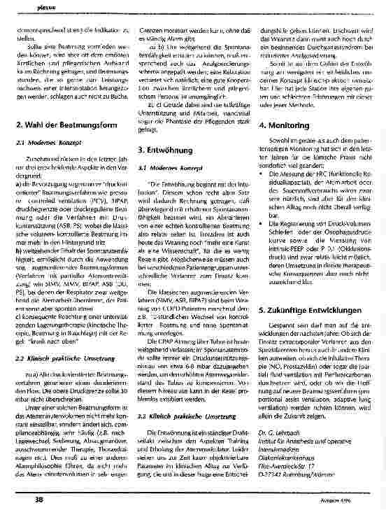 Vorschauseite 2: Moderne Beatmungskonzepte und ihre klinisch praktische Umsetzbarkeit