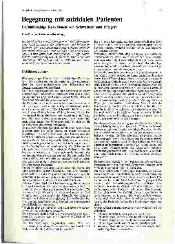 Vorschauseite 1: Begegnung mit suizidalen Patienten
