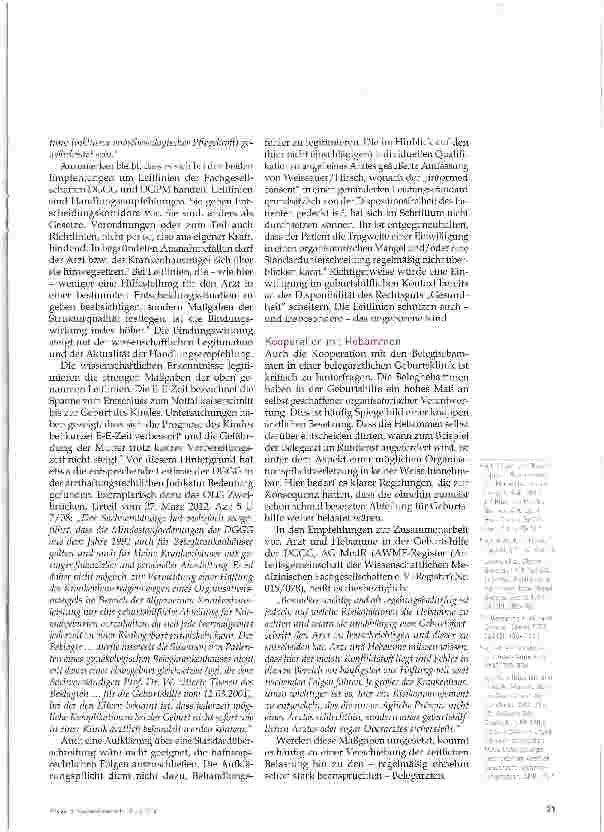 Vorschauseite 3: Belegärztliche Geburtsabteilungen -Ein Auslaufmodell