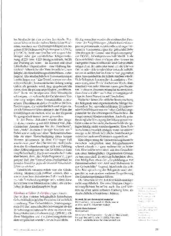Vorschauseite 5: Belegärztliche Geburtsabteilungen -Ein Auslaufmodell