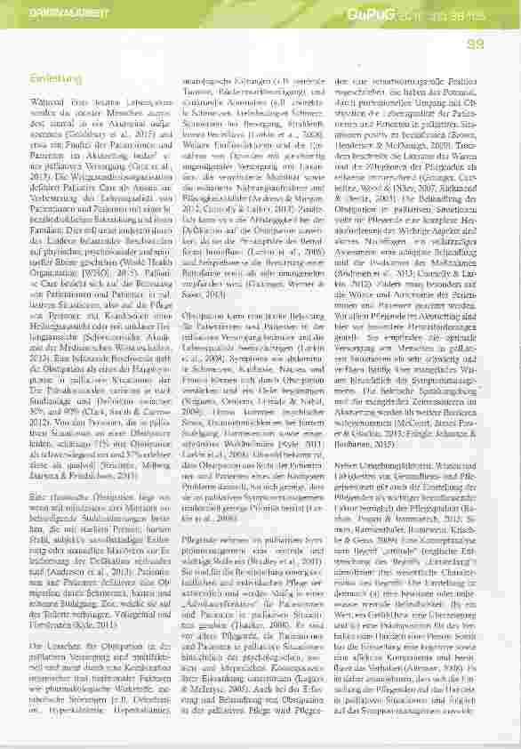 Vorschauseite 2: Obstipation in der palliativen Versorgung Einstellung der Pflegefachpersonen