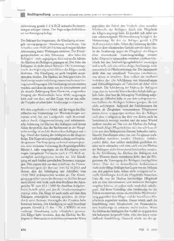 Vorschauseite 3: Zur Räumung und Herausgabe eines Zimmers in dem von dem Kläger betriebenen Altenheim