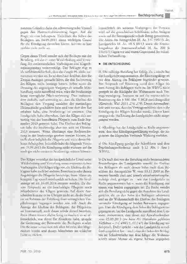 Vorschauseite 4: Zur Räumung und Herausgabe eines Zimmers in dem von dem Kläger betriebenen Altenheim