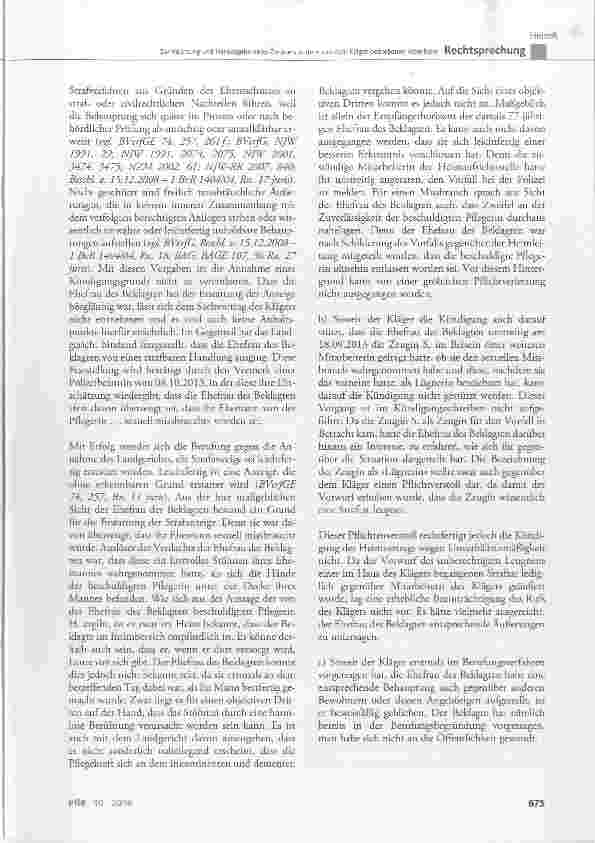 Vorschauseite 6: Zur Räumung und Herausgabe eines Zimmers in dem von dem Kläger betriebenen Altenheim