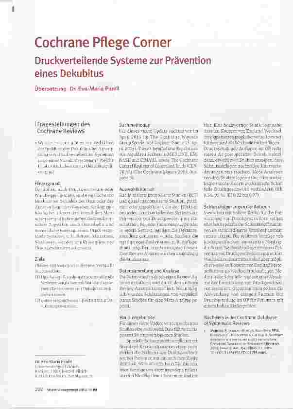 Vorschauseite 1: Druckverteilende Systeme zur Prävention eines Dekubitus