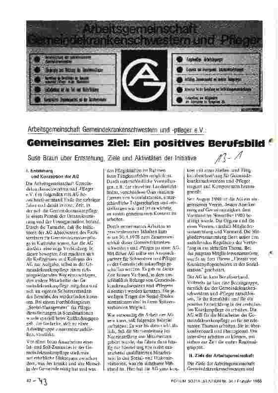 Vorschauseite 1: Gemeinsames Ziel: Ein positives Berufsbild Arbeitsgemeinschaft Gemeindekrankenschwester und -pfleger e.V.