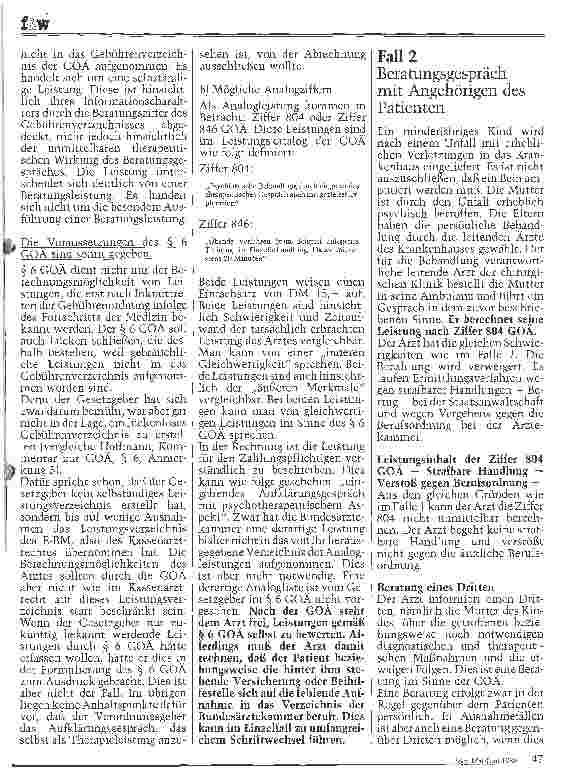 Vorschauseite 3: Eingehendes Beratungsgespräch mit psychotherapeutischen Aspekten Berechnungsfähigkeit gemäß Ziffer 804 GOÄ