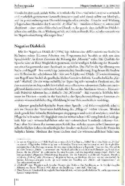 Vorschauseite 3: Helfen im Diskurs der Negativen Dialektik - eine Chiffre für pflegerisches Handeln