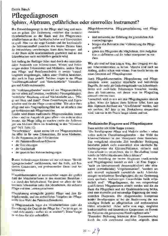 Vorschauseite 1: Pflegediagnosen Sphinx, Alptraum, gefährliches oder sinnvolles Instrument?