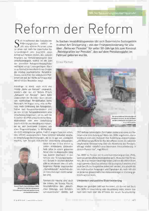 Vorschauseite 1: Reform der Reform