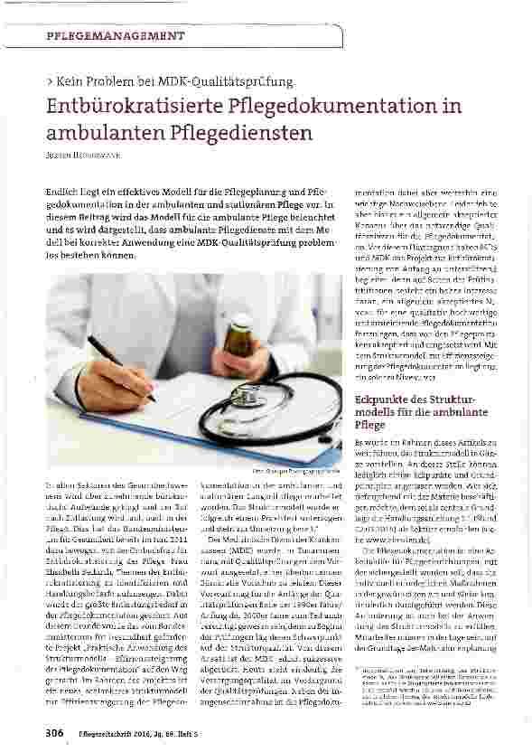 Vorschauseite 1: Entbürokratisierte Pflegedokumentation in ambulanten Pflegediensten