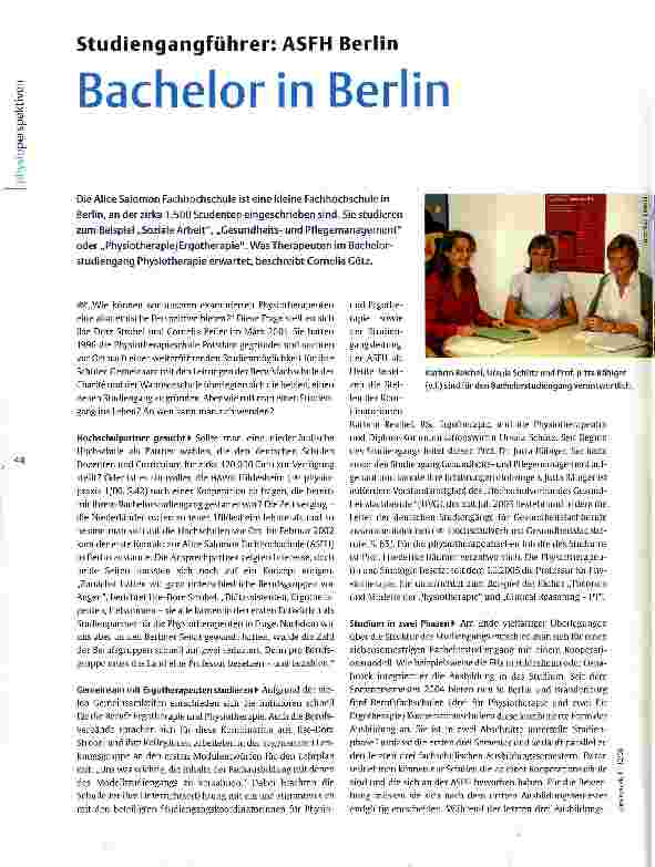 Vorschauseite 1: Bachelor in BerlinStudiengangführer: ASFH Berlin