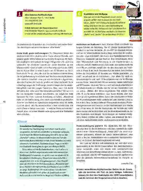 Vorschauseite 3: Bachelor in BerlinStudiengangführer: ASFH Berlin
