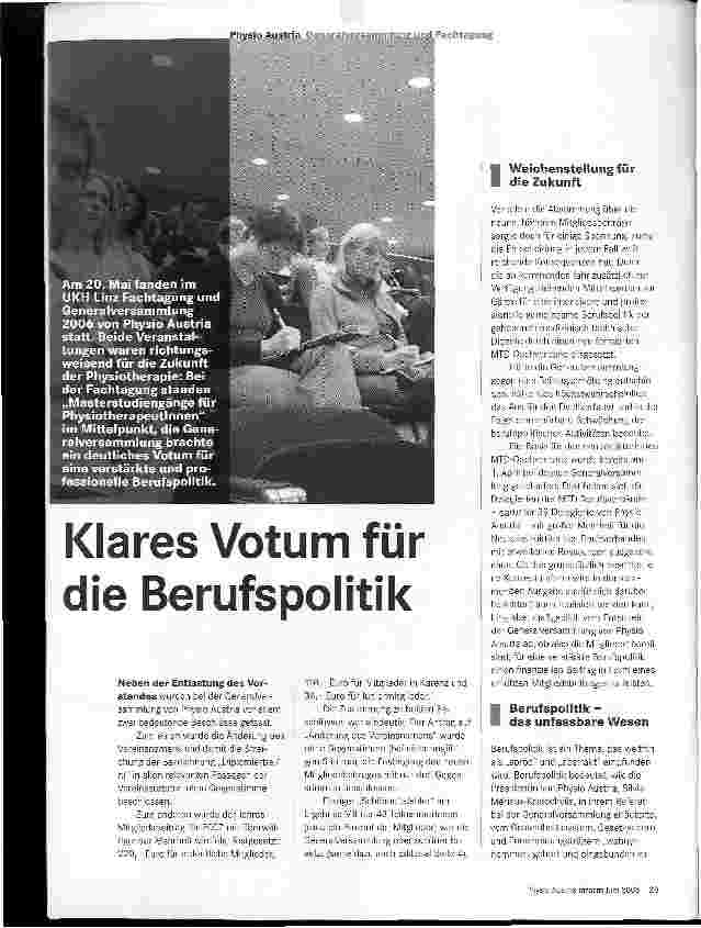Vorschauseite 1: Klares Votum für die Berufspolitik