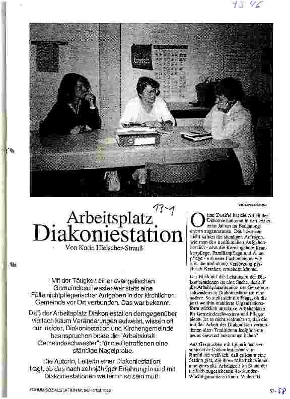 Vorschauseite 1: Arbeitsplatz Diakoniestation