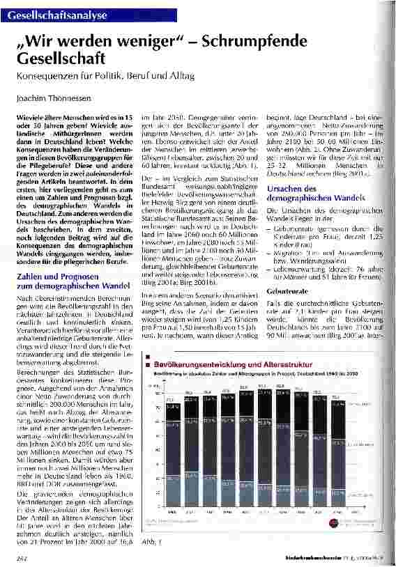 Vorschauseite 1: Wir werden weniger - Schrumpfende Gesellschaft