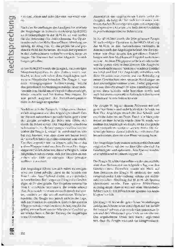 Vorschauseite 2: Vergewaltigung und sexueller Missbrauch von widerstandsunfähigen Patientinnen