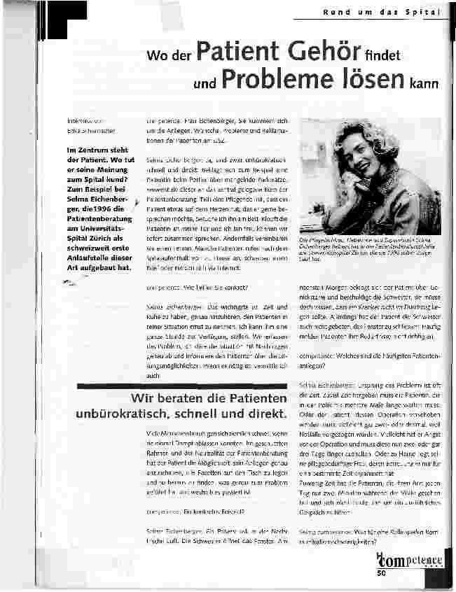 Vorschauseite 1: Wo der Patient Gehör findet und Probleme lösen kann