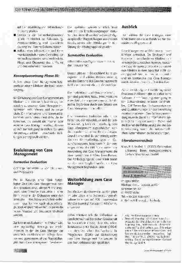Vorschauseite 4: Das Kölner Case Management Modell (KCM) am Klinikum der Universität zu Köln