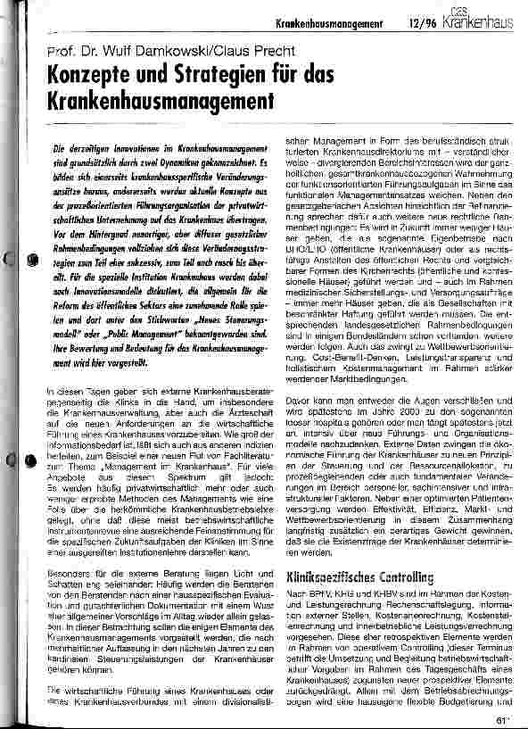 Vorschauseite 1: Konzepte und Strategien für das Krankenhausmanagement