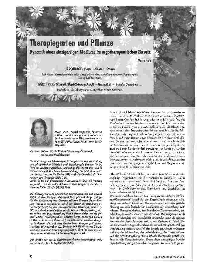 Vorschauseite 1: Therapiegarten und Pflanze