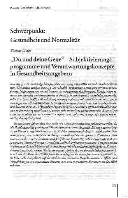 Vorschauseite 1: Du und deine Gene - Subjektivierungsprogramme und Verantworturigskonzepte in Gesundheitsratgebern
