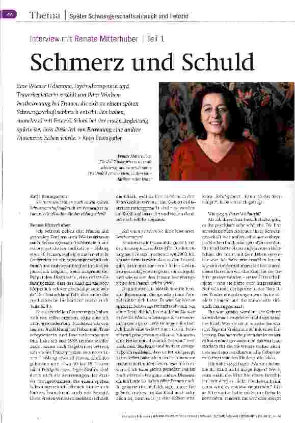 Vorschauseite 1: Interview mit Renate Mitterhuber Teil 1 Schmerz und Schuld