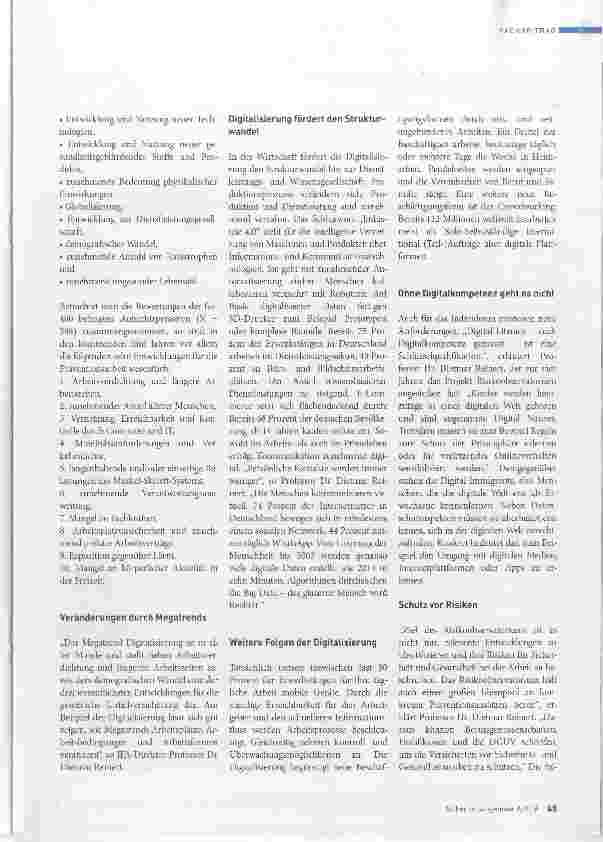 Vorschauseite 2: Die Rolle von Megatrends für die Präventionsarbeit der gesetzlichen Unfallversicherung