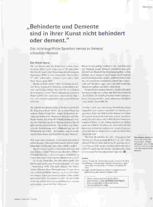 Vorschauseite 2: Behinderte und Demente sind in ihrer Kunst nicht behindert oder dement