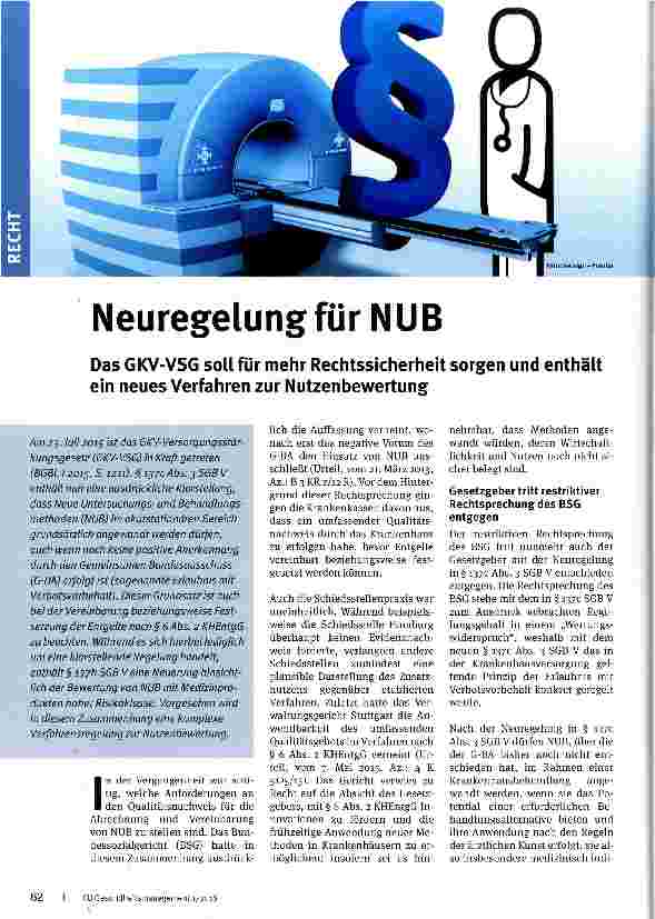 Vorschauseite 1: Neuregelung für N U B